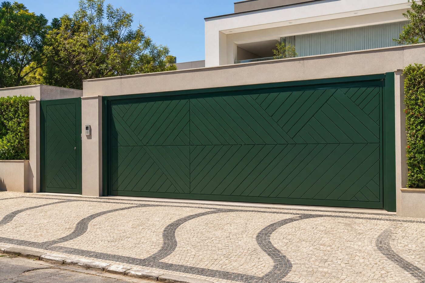 Portão automático geométrico moderno